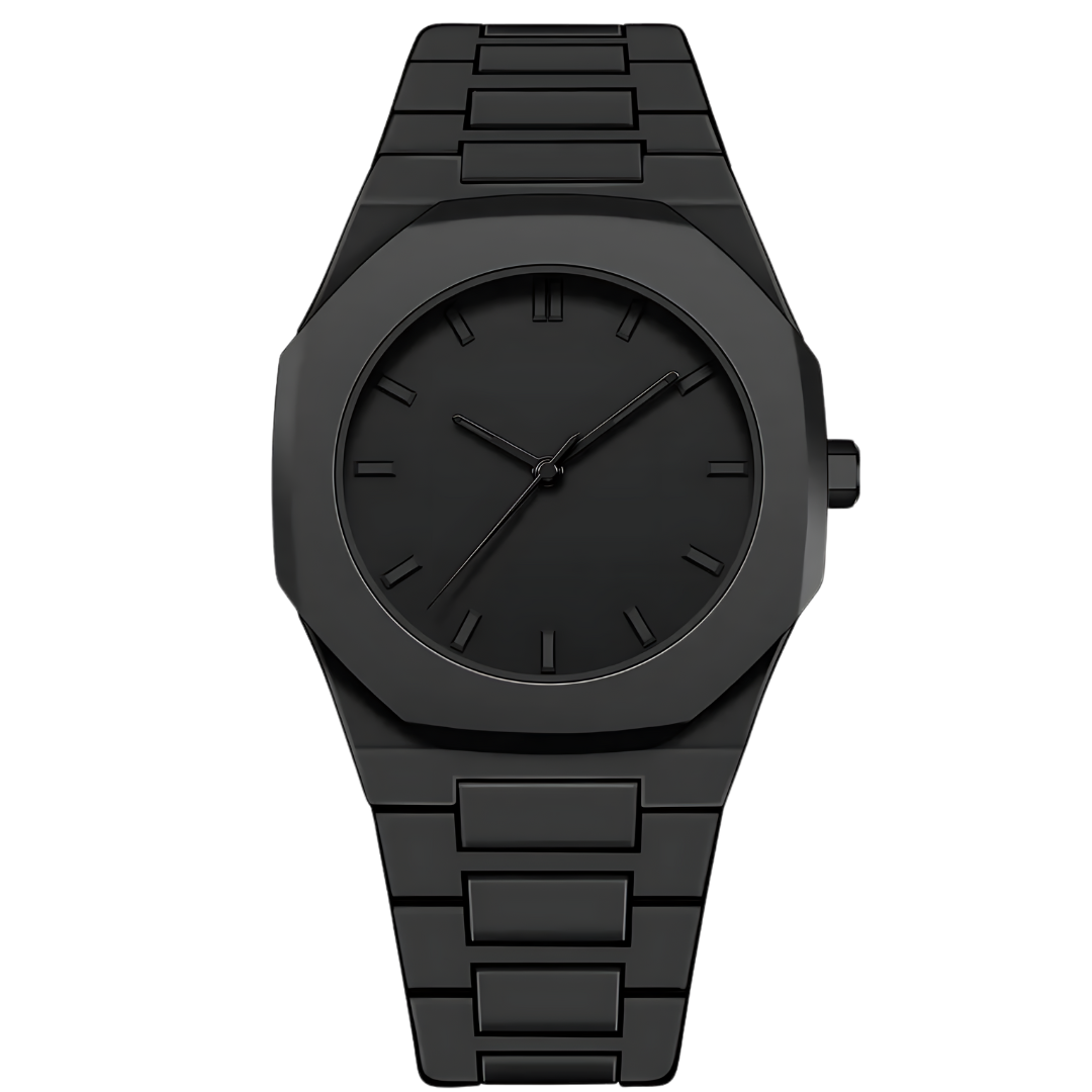 Phantom Black 41mm Stainless Steel Quartz Watch - Premium Design