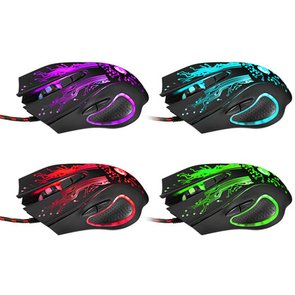 USB Wired Gaming Mouse 5500DPI Adjustable 7 Buttons LED Backlit Professional Gamer Mice Ergonomic Computer Mouse for PC Laptop