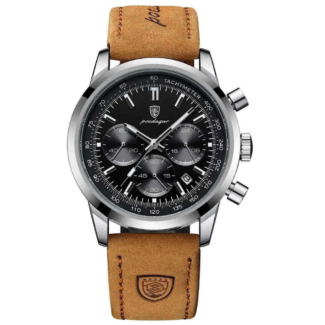 Eclipse 41mm Chronograph Watch - Sapphire Crystal & Leather Strap