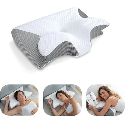 Memory Foam Cervical Pillow Ergonomic 2-in-1 Pillow for personalized neck support and comfort.