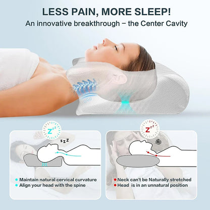 Memory Foam Cervical Pillow Ergonomic 2-in-1 Pillow for personalized neck support and comfort.