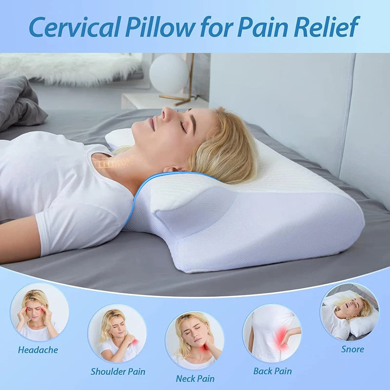 Memory Foam Cervical Pillow Ergonomic 2-in-1 Pillow for personalized neck support and comfort.