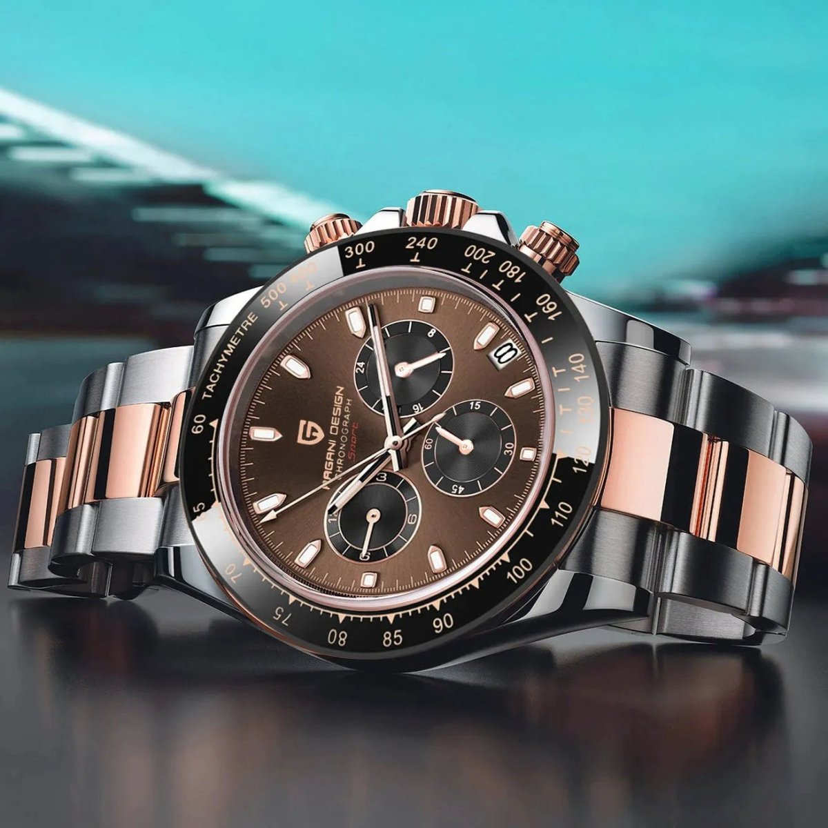 Pagani Design PD-1644 - 40mm Gold Daytona Chronograph Sapphire Crystal 100m